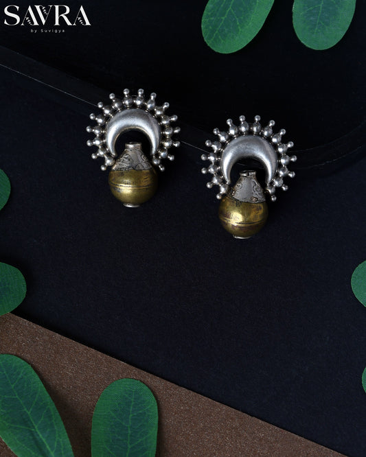 Dual-Tone Pot Drop Earrings