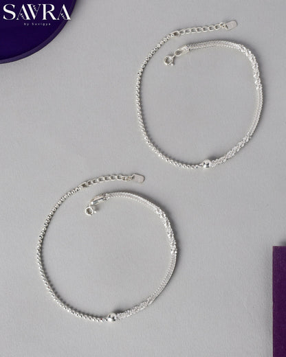 Sparkling Dainty Silver Anklets