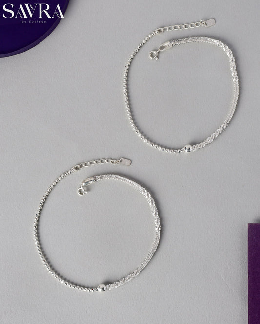 Sparkling Dainty Silver Anklets