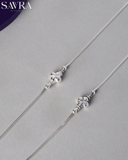 Minimalist Silver Bead Flower Anklets