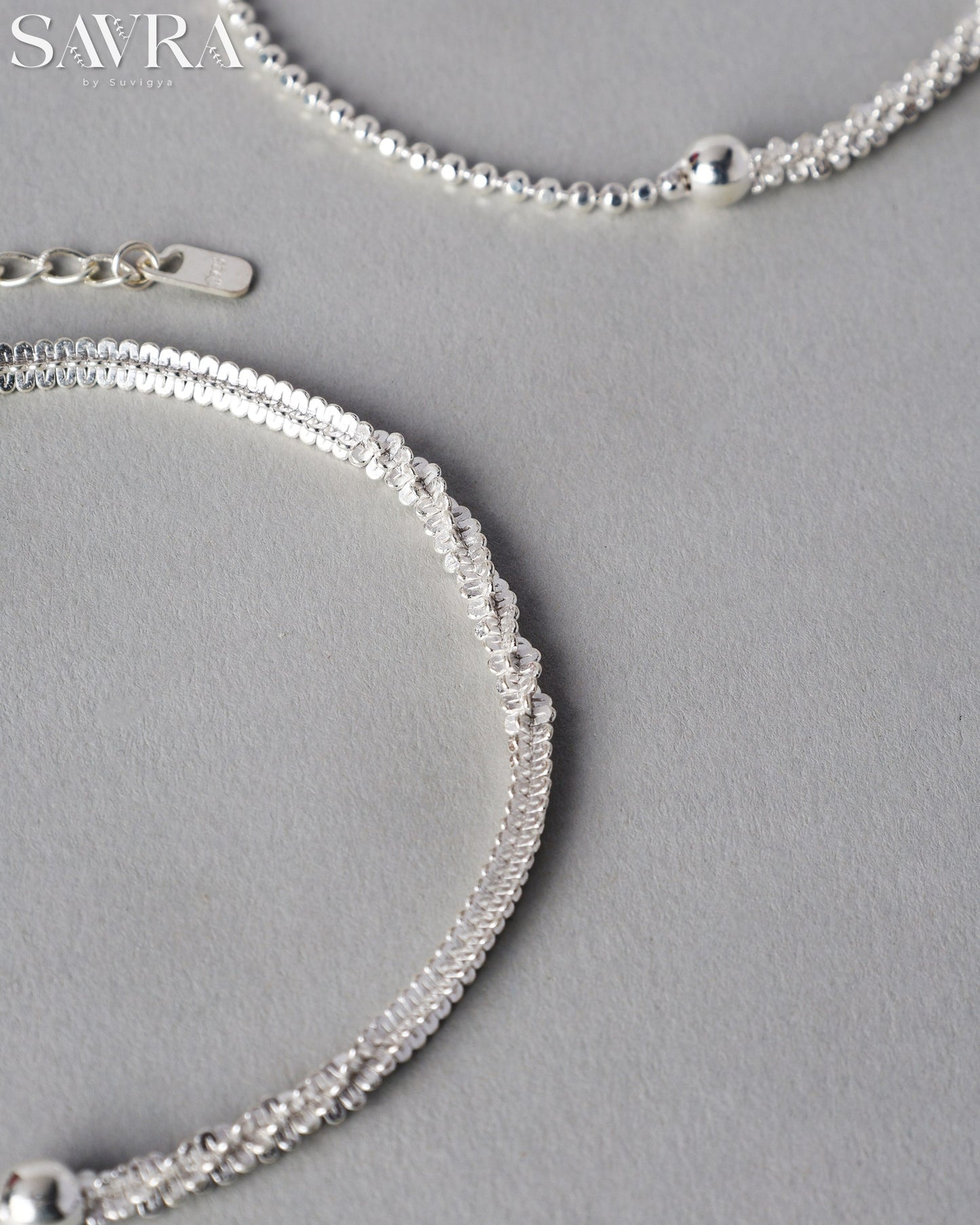 Sparkling Dainty Silver Anklets