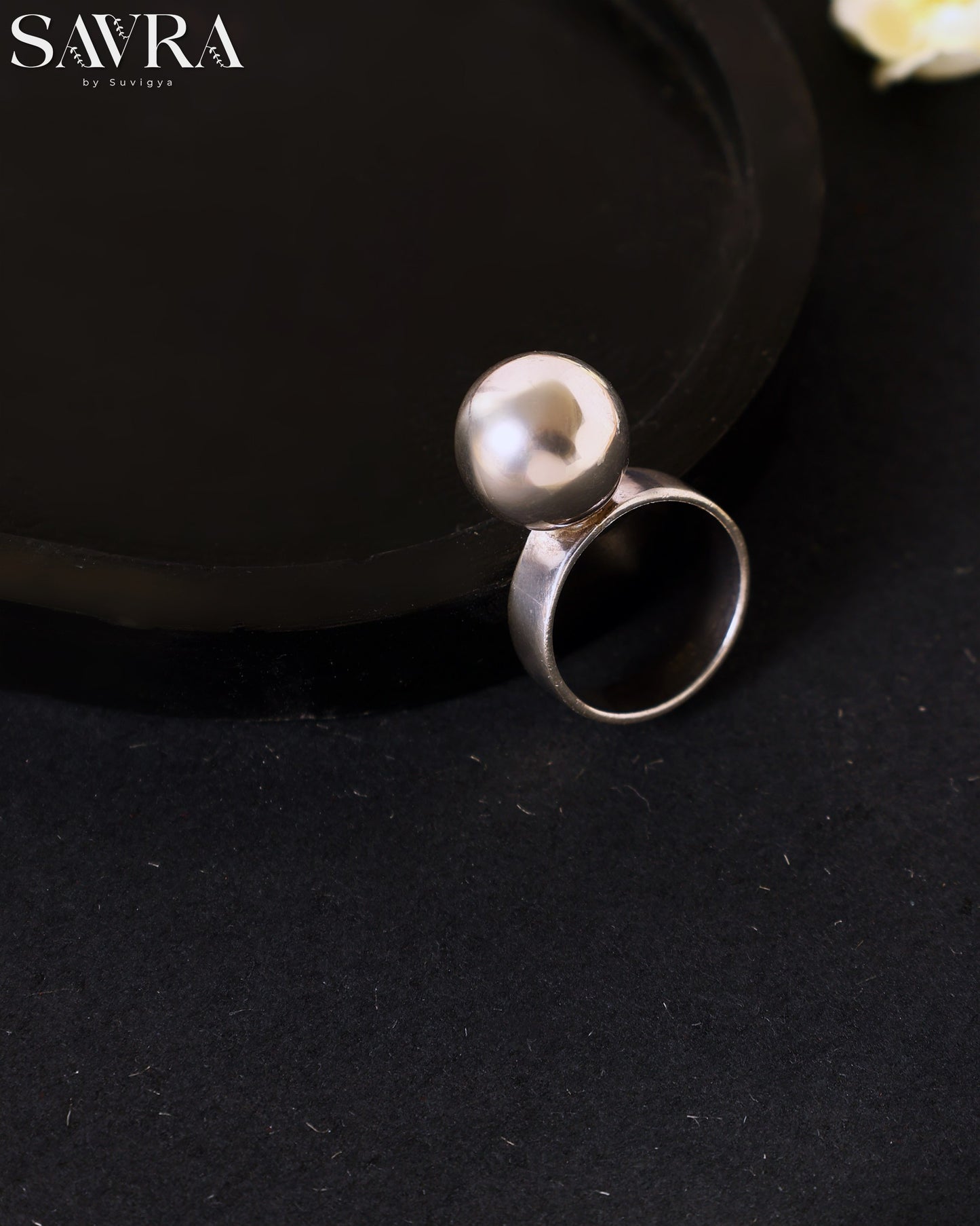 Ornate Oxidized Flower Ring