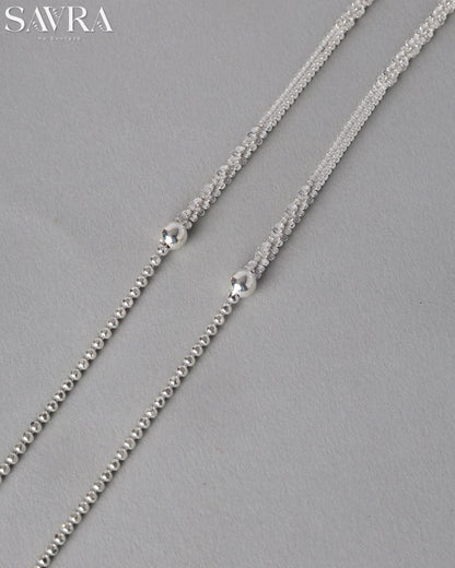 Sparkling Dainty Silver Anklets