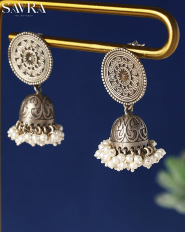 Floral Jhumka with Pearl Ghungroo