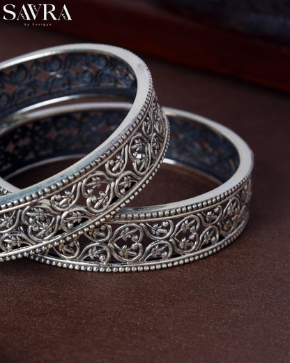 Intricate Filigree Oxidized Bangles Single Piece