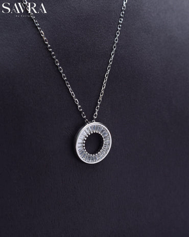 Minimalist Baguette Hoop Pendant