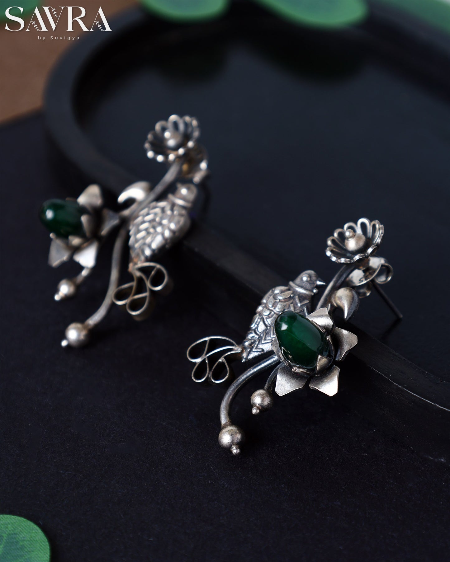 Forest Bird Green Stone Drops