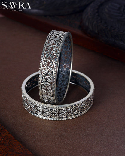 Intricate Filigree Oxidized Bangles Single Piece