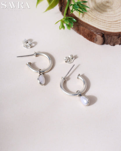 Minimalist Pearl Drop Hoops