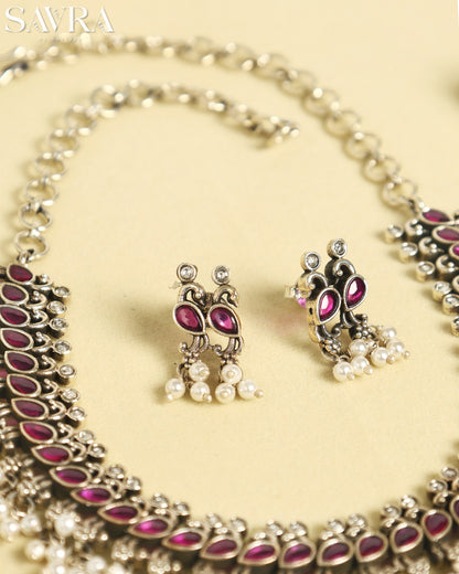 Nitara Ruby/ Pearl Necklace Set