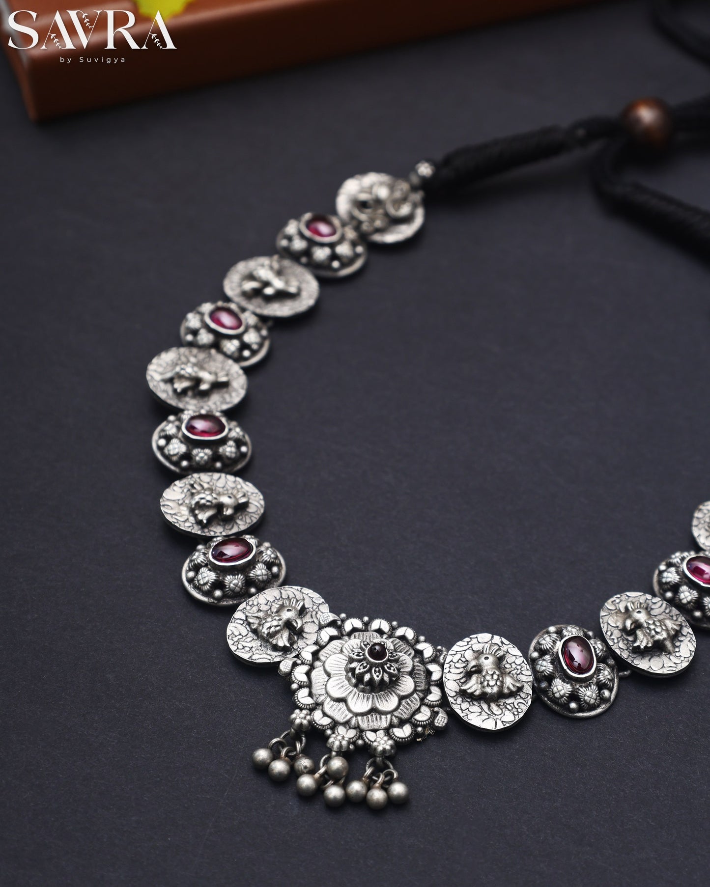 Double Chain Oxidized Coin Necklace