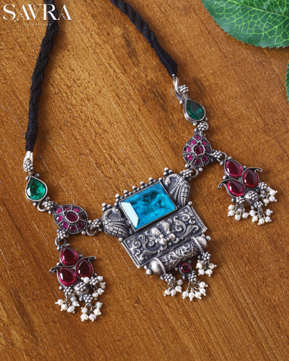 Tribal Blue Elephant Pendant