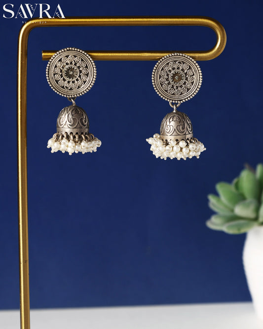 Floral Jhumka with Pearl Ghungroo